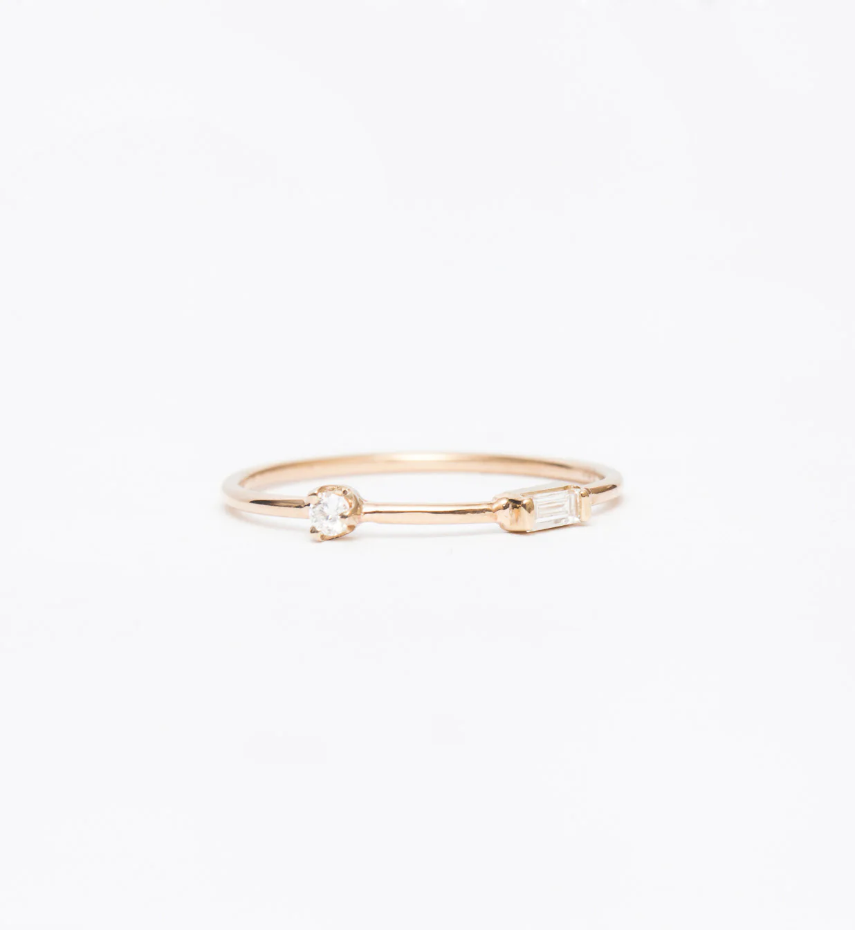Baguette and Round Diamond Band Ring