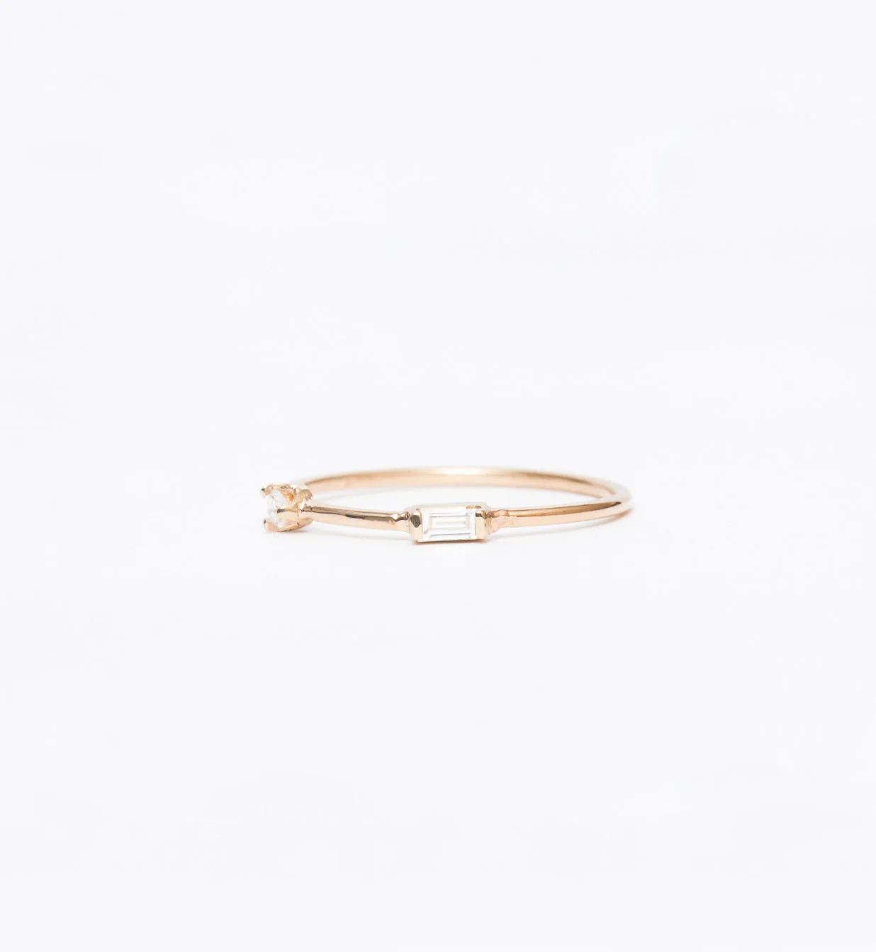 Baguette and Round Diamond Band Ring - Image 3