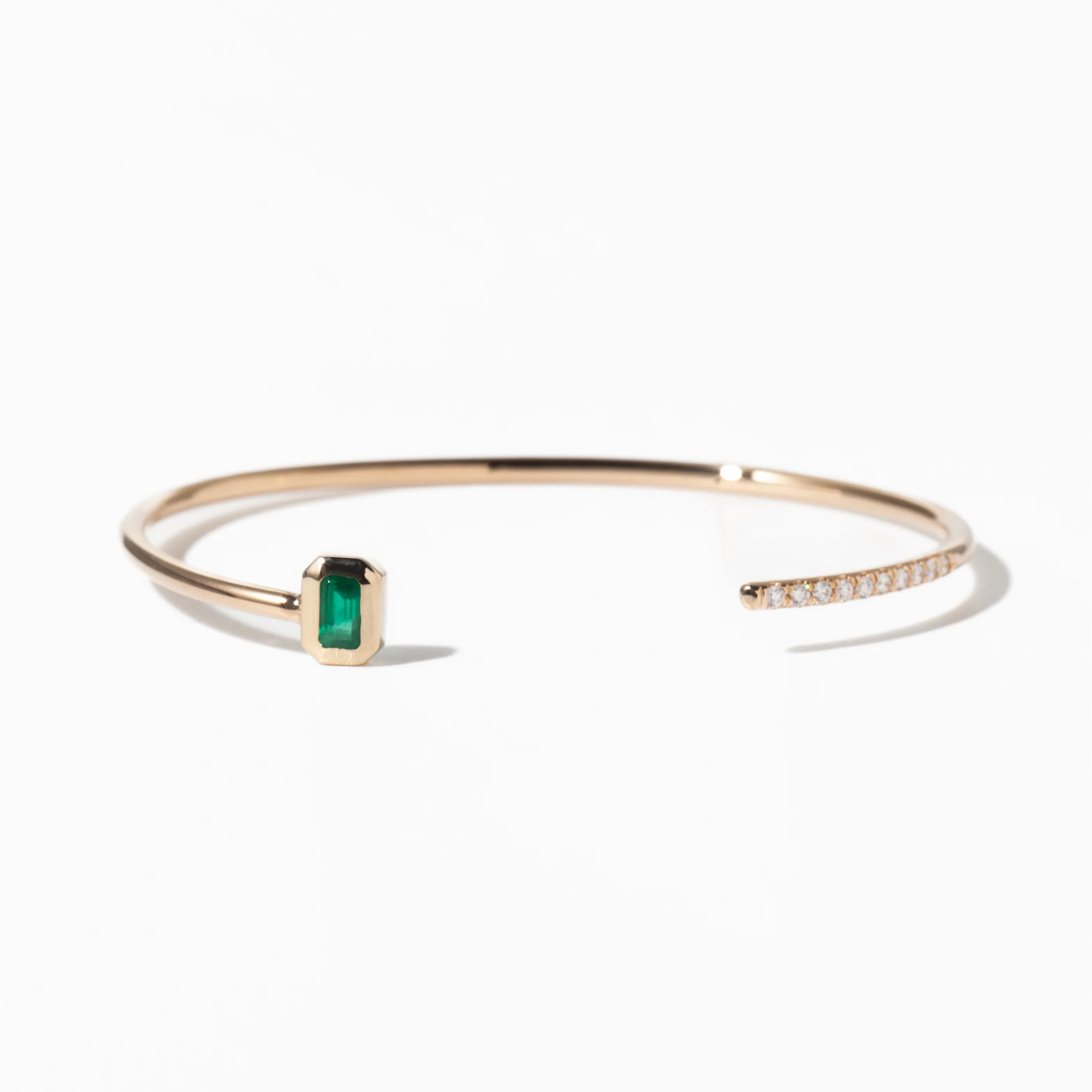 Emerald-cut Emerald & Pavé Diamond Cuff