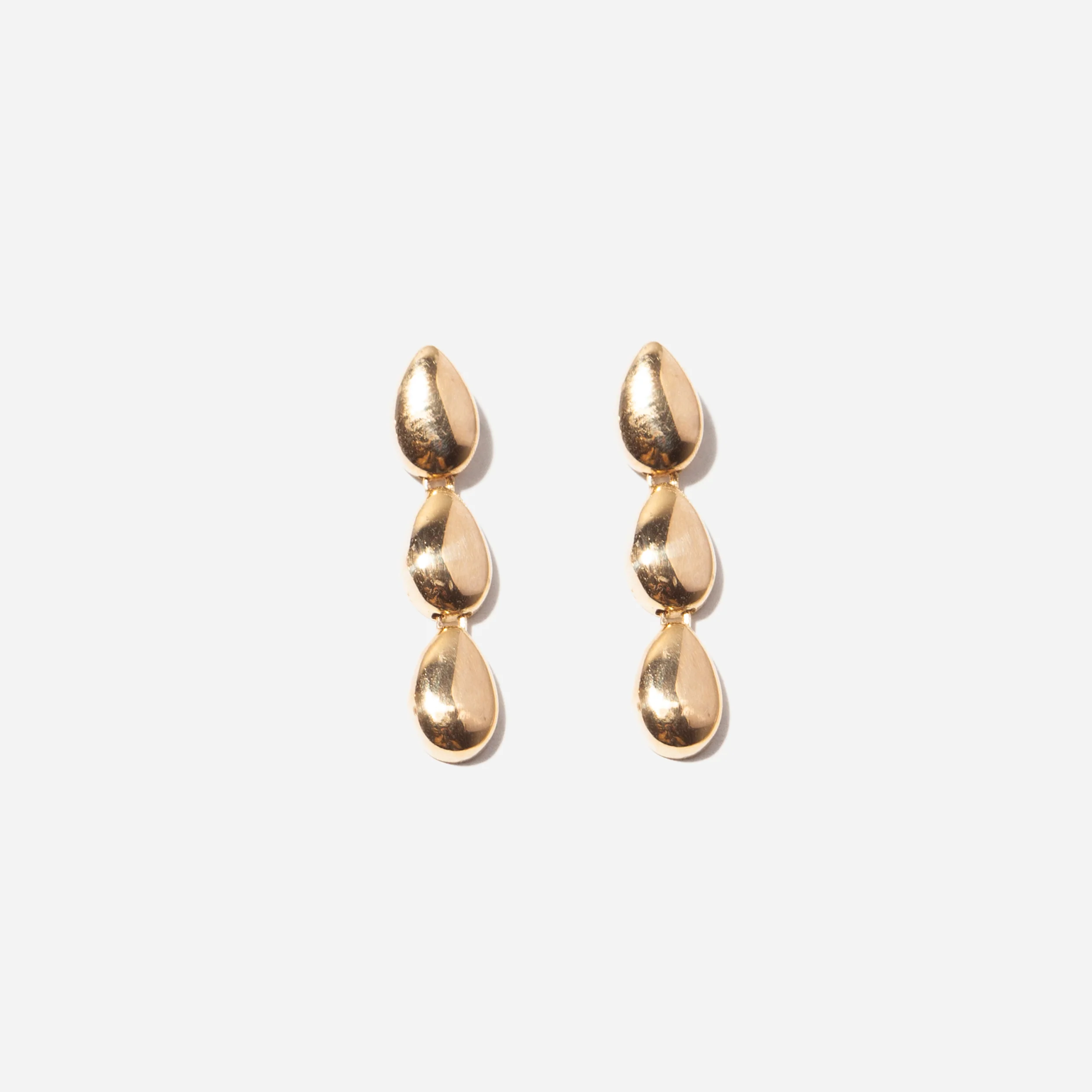 Three Puffed Teardrop Drop Earrings