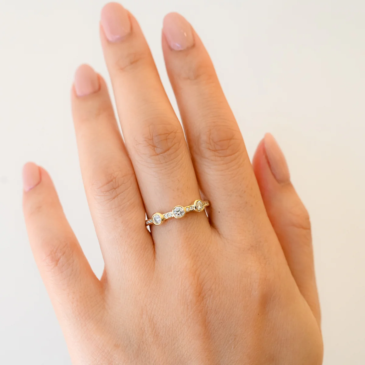 Three Stone White Diamond Theia Ring - Image 2