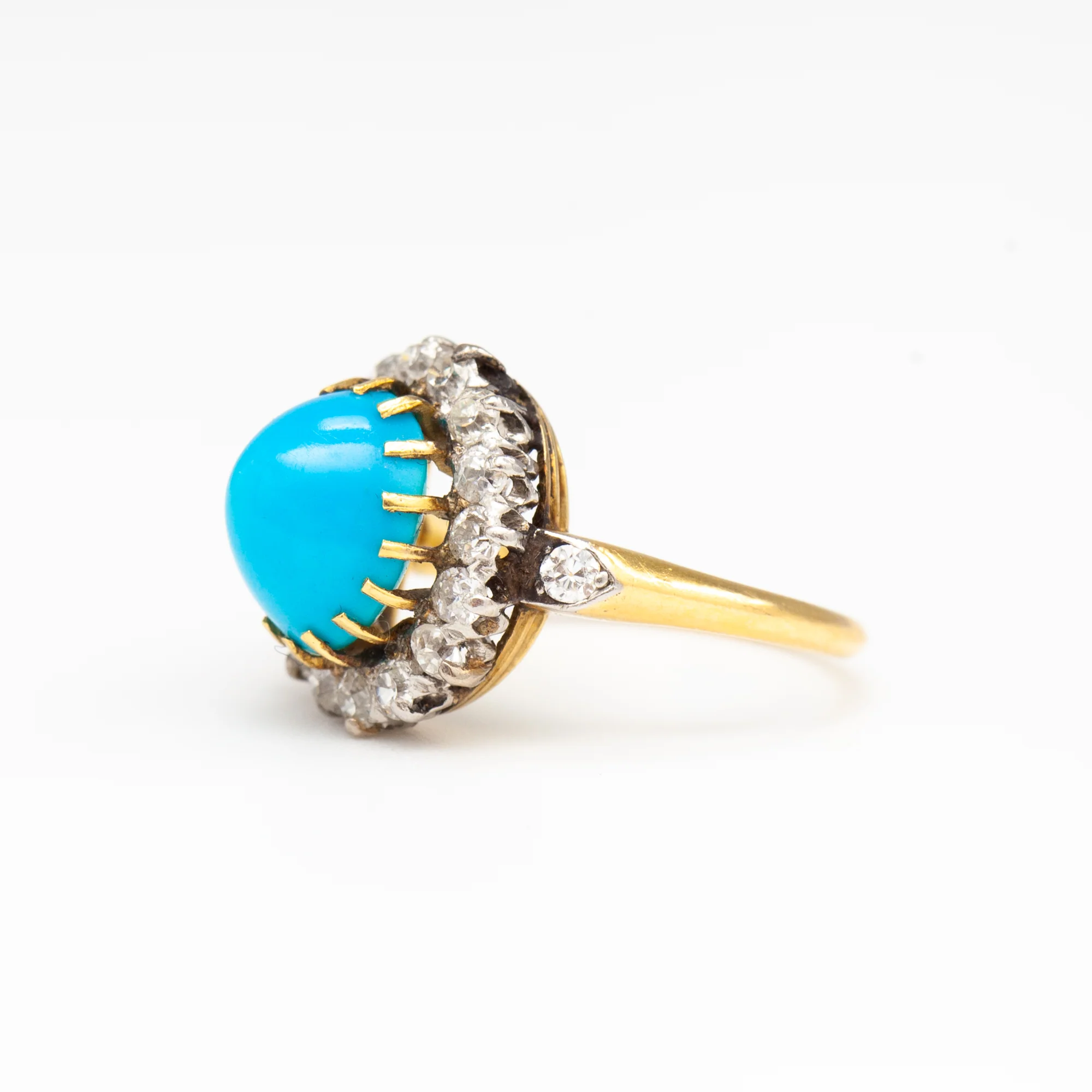 Turquoise Cabochon Cluster Ring c. 1900 - Image 4