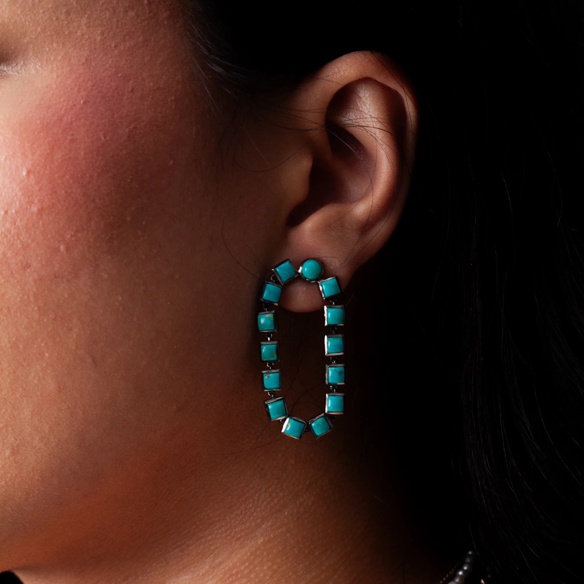 Turquoise Loop Earrings - Image 2