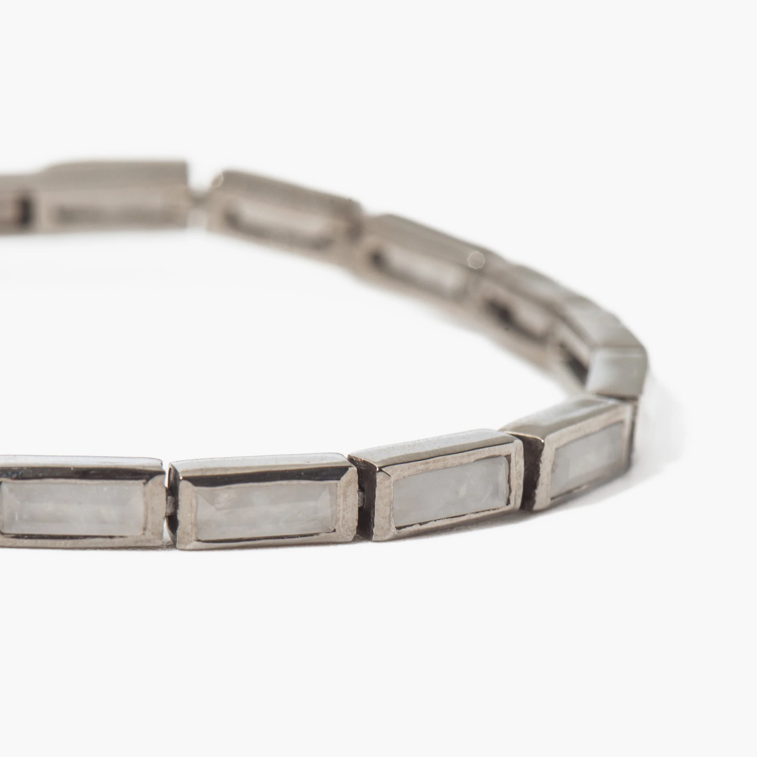 White Agate Linear Baguette Tile Bracelet - Image 2