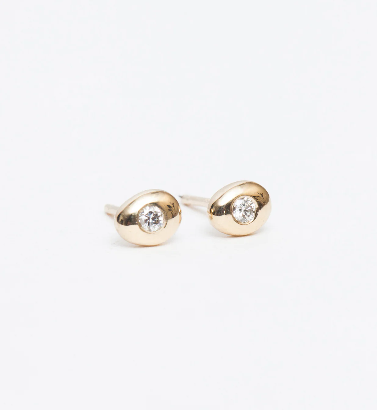 White Diamond Pebble Studs - Image 4