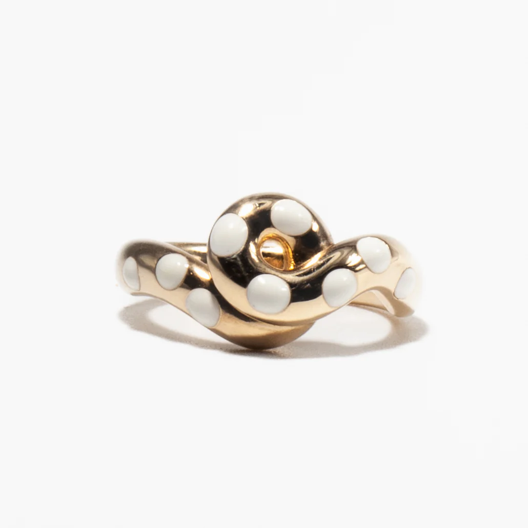 White Enamel Chunky Wave Ring