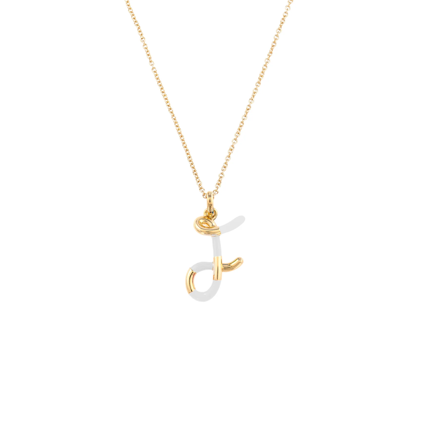 White Enamel Half-Half Initial Pendant Necklace - Image 10