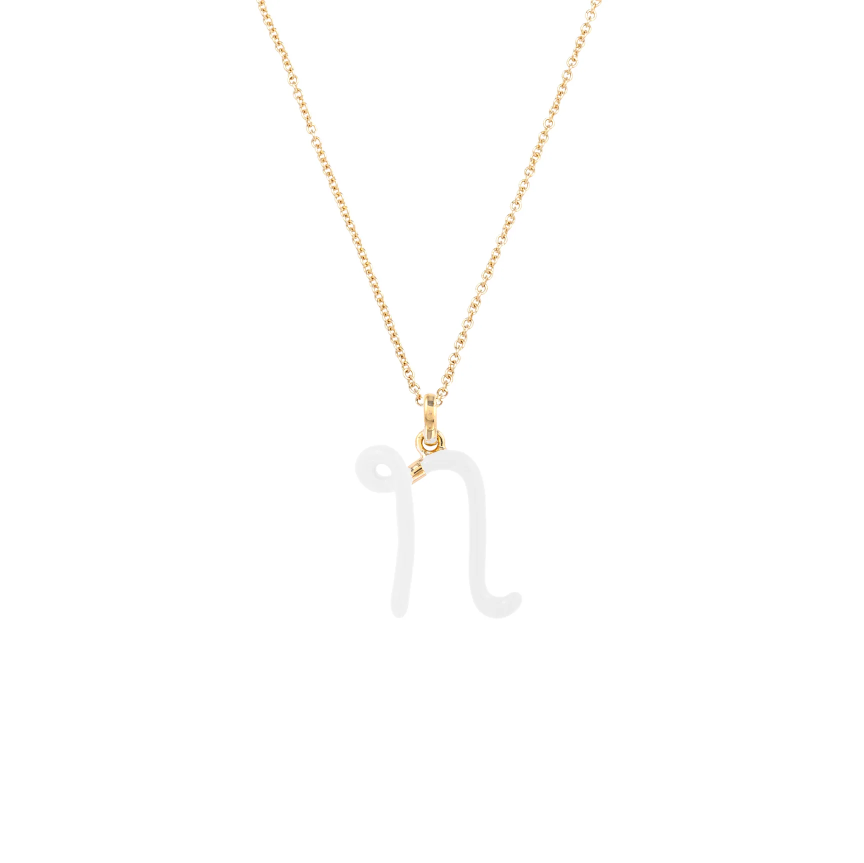 White Enamel Half-Half Initial Pendant Necklace - Image 18