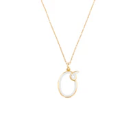 White Enamel Half-Half Initial Pendant Necklace - Image 19