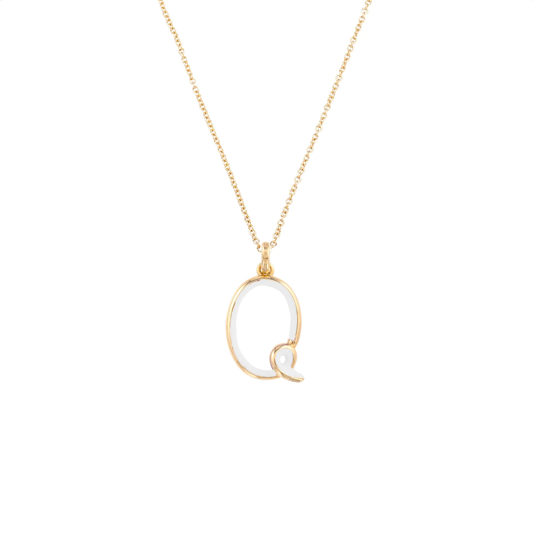 White Enamel Half-Half Initial Pendant Necklace - Image 20