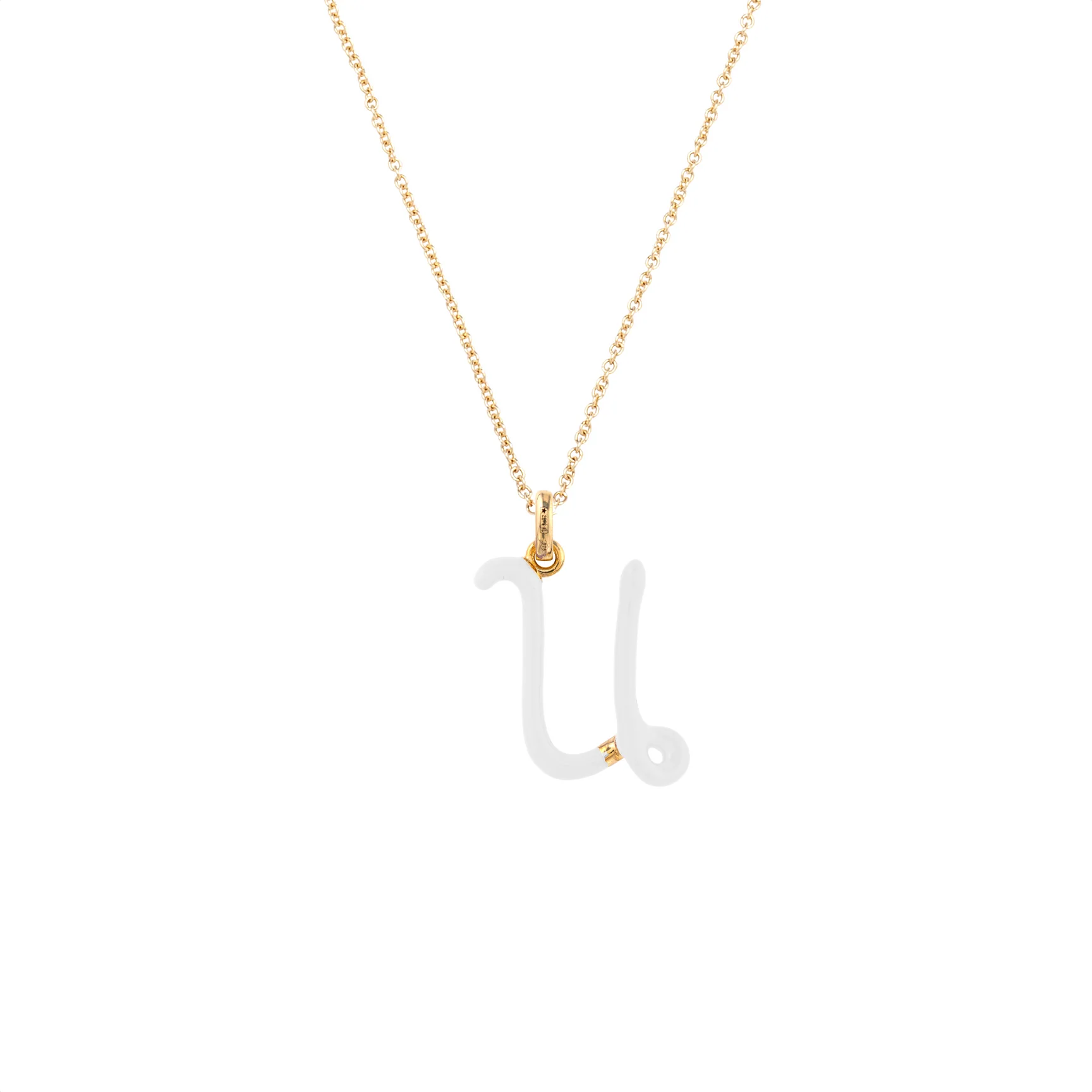 White Enamel Half-Half Initial Pendant Necklace - Image 24