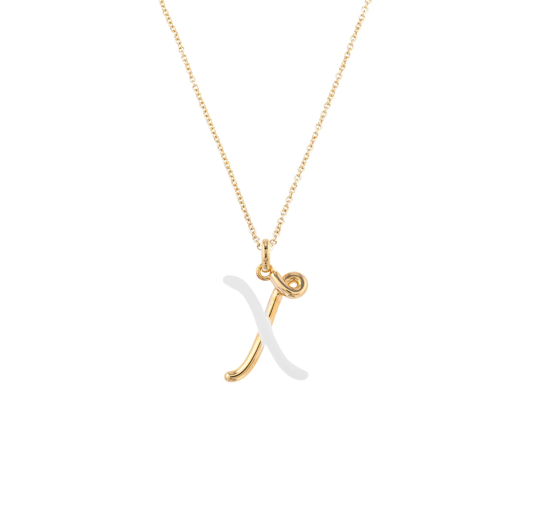 White Enamel Half-Half Initial Pendant Necklace - Image 28