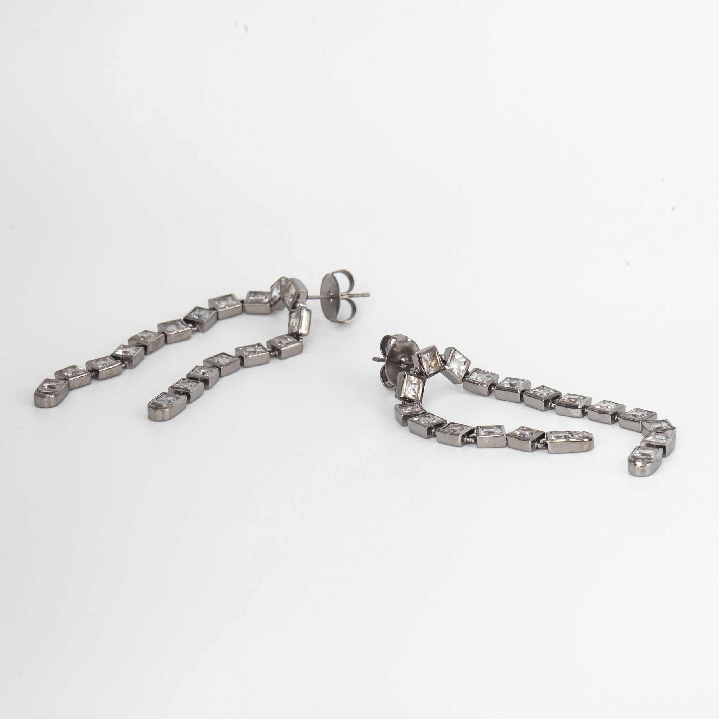 White Zircon Arc Earrings - Image 3